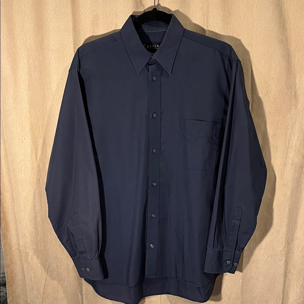 Oleg Cassini Men's Dark Long-Sleeve Dress Shirt